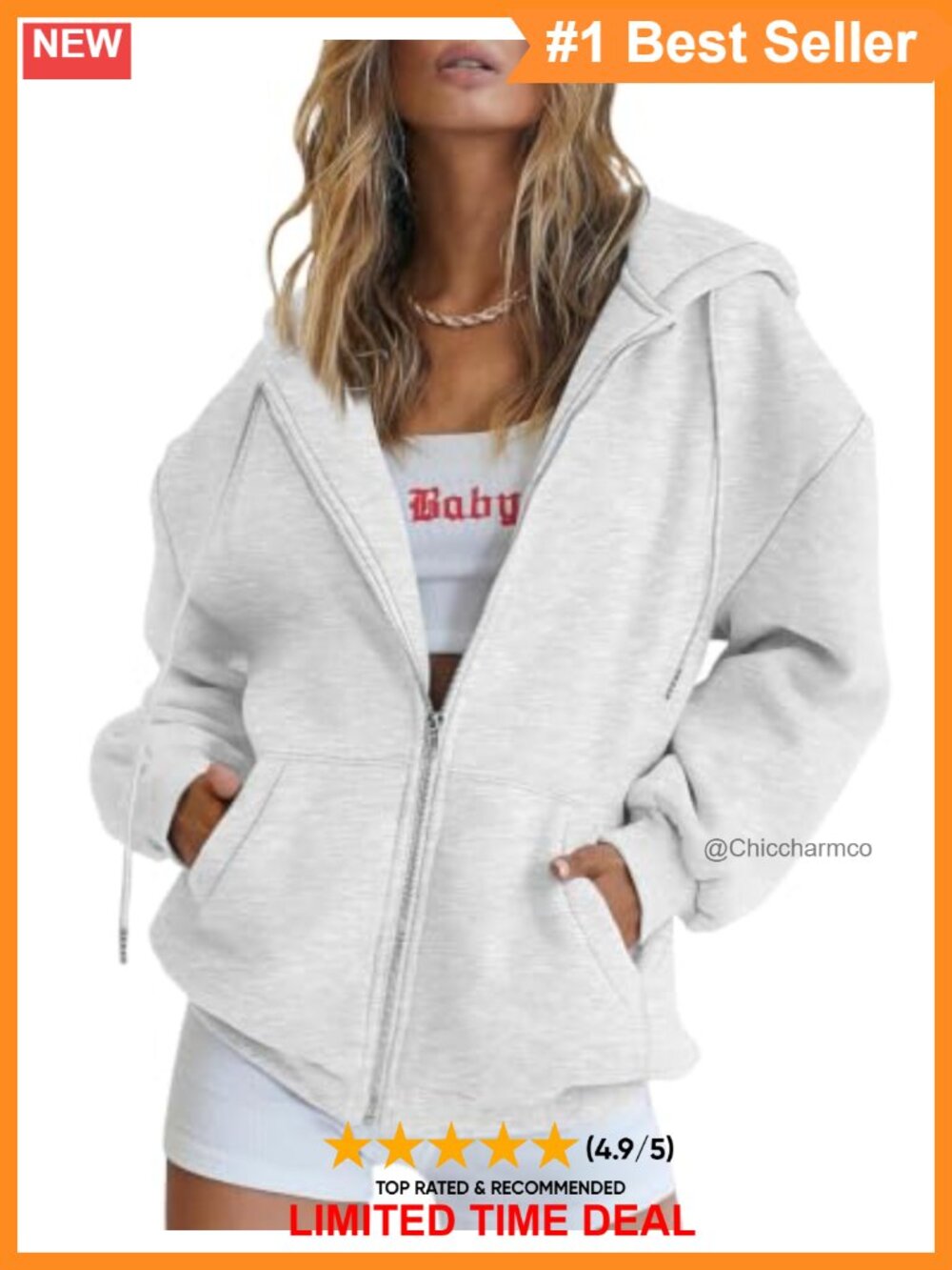 Women's Oversized Fleece Zip Up Hoodie with Pockets